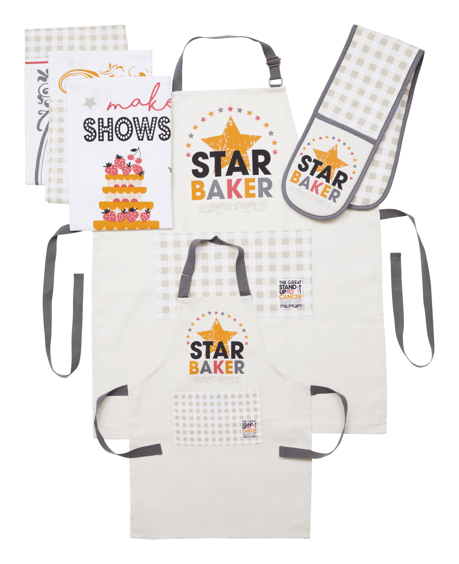 Kitchen Apron and Gloves with Star Baker theme.