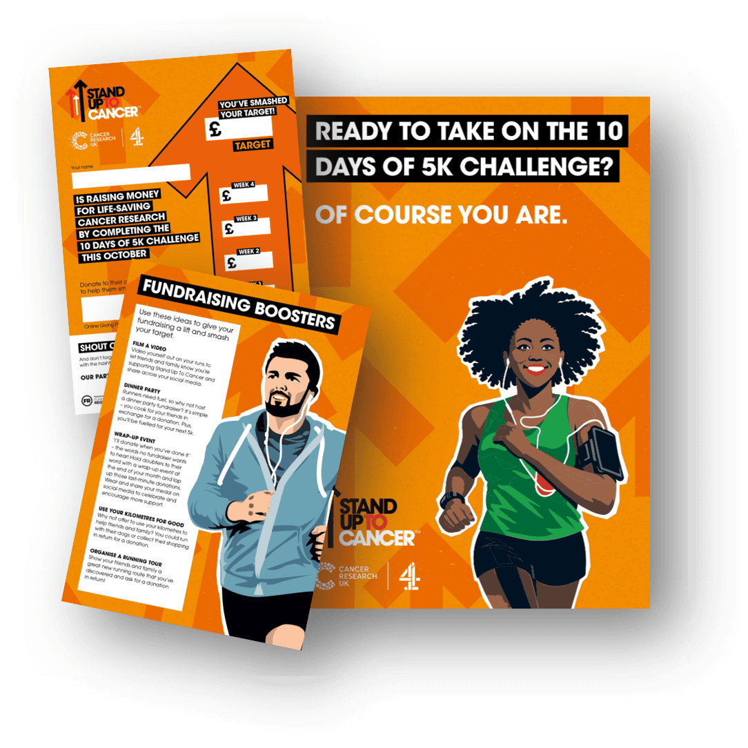 Picture of the front cover, fundraising booster and totaliser page of the fundraising pack.