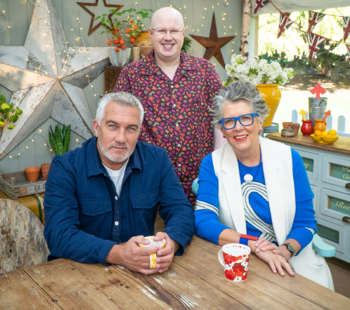 Paul Hollywood, Prue Leith and Matt Lucas in the Bake Off tent